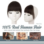 BARSDAR Human Hair Clip in Bangs - 100% Real Human Hair Clip in Bangs for Women - Brown Thick Bangs Extensions Fringe with Temples Real Hair Bangs Hairpieces - Darker Brown