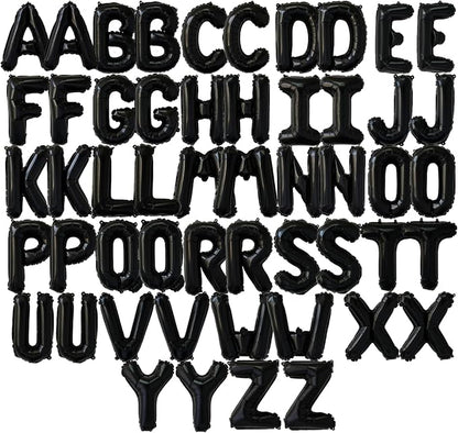 52 Pcs 16 Inch Black Letter Foil Balloons, 2 Sets of A-Z, Mylar Metallic by Funforthefuture