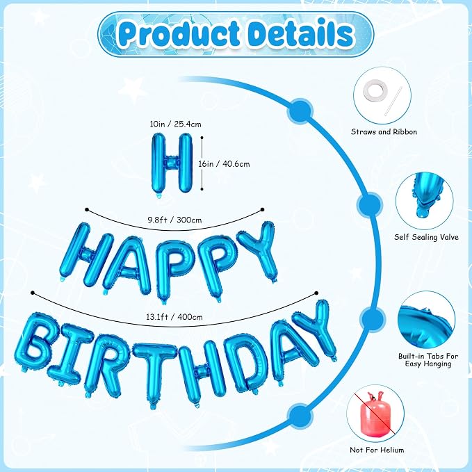 29PC Soccer Happy Birthday Balloon Banner, 16Inch 3D Aluminum Letter Banner Sign - Image 3