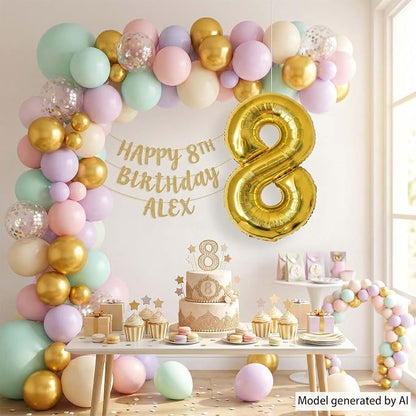 Gold Number 8 Balloon 40 Inch, Shiny Gold Foil Decor - Image 7