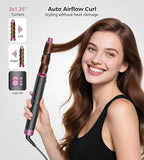 5 in 1 Hot Air Styler & Hair Dryer Brush, High-Speed Blow Dryer, 1300W Fast Drying Curling Without Heat Damage, Volumizing Straightening, Auto Wrap Curlers Includes Travel Storage Bag