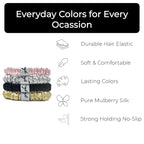Soft Silk Satin Non Slip Hair Ties 6 Pack - Thin Elastic Ponytail Hair Band | Skinny Slim Srunchie for Thin or Thick Hair | No Crease or Damage Hair Accessories from GK by BEHA Life (6, Everyday)