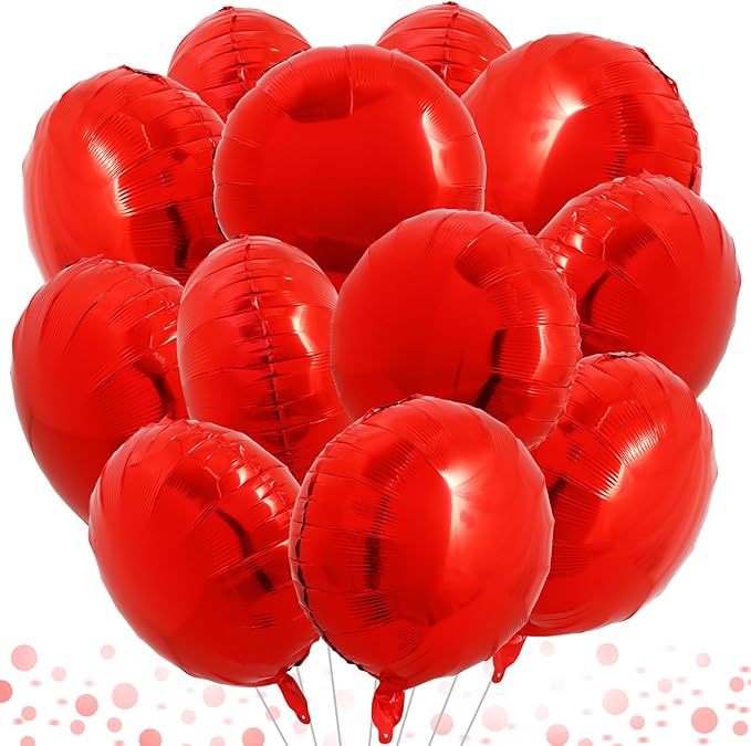 TONIFUL 30Pcs 18 Inch Round Balloons Large Red Round Shape Foil Ballons Big Red by TONIFUL