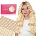 WENNALIFE Tape in Hair Extensions Human Hair, 40pcs 80g 12 inch Balayage Light Wheat Platinum Blonde Hair Extensions Real Human Hair Straight Tape in Extensions Invisible Human Hair Extensions Reusabl