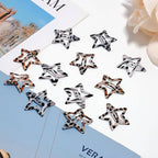 Star Hair Clips Snap Hair Barrettes Non Slip Star Hair Accessories Leopard Colors Metal Hair Clips for Girls Women -16 PCS - Grey