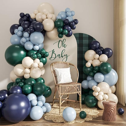 Blue and Green Balloons Arch Garland Kit, Tartan Plaids Decorations Baby Shower by CROSSFINGERS