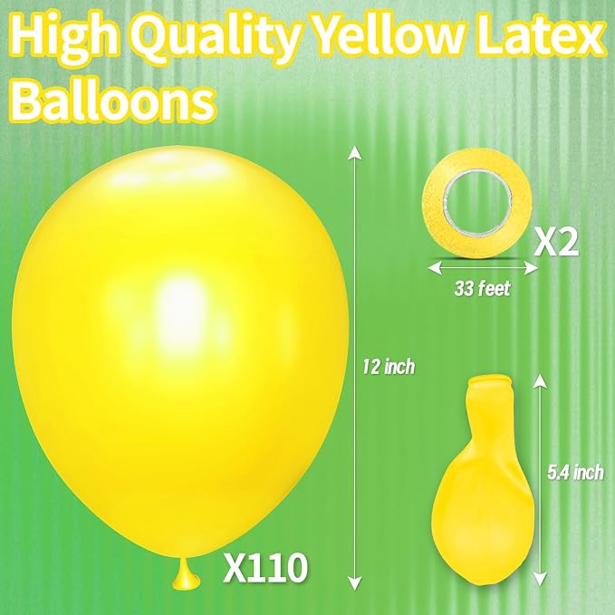 Yellow Balloon 110pcs, 12 Inch Thickened Latex Party Balloons Helium Bright - Image 4