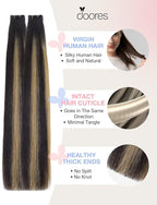 DOORES Invisi Edge Hair Extensions Tape in, Natural Black to Light Blonde 20 Injection Tape-ins with 20 Classic Tape-ins 100g 18 Inch, Injection Tape in Extensions Virgin Hair