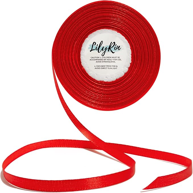 Red Ribbon 1/4 Inches 36 Yards Satin Roll Perfect by LilyRin