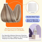 Full Shine Hair Extensions Real Human Hair Tape in Color 10 Brown Highlight 60 Blonde 22 Inch Invisible Double Sided Tape Ins Human Hair Extensions 20PCS Natural Extensions for Women Real Hair 50g