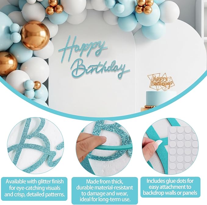 TONIFUL Happy Birthday Sign for Backdrop - Image 3