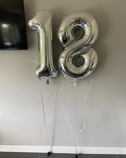 40 Inch Silver 18 Number Balloons Giant 18 Balloons Silver Birthday 18 Balloons - Image 6