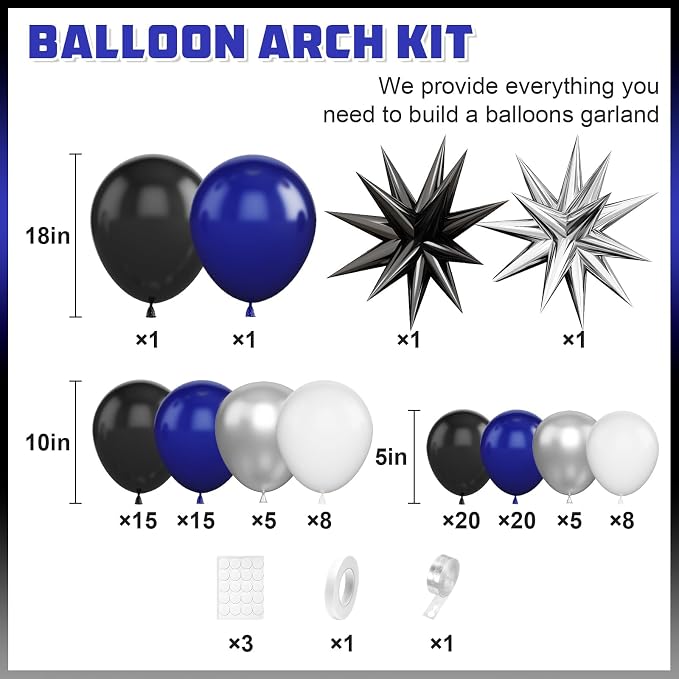 Navy Blue Black Balloon Arch Kit, Balloon Garland - Image 2