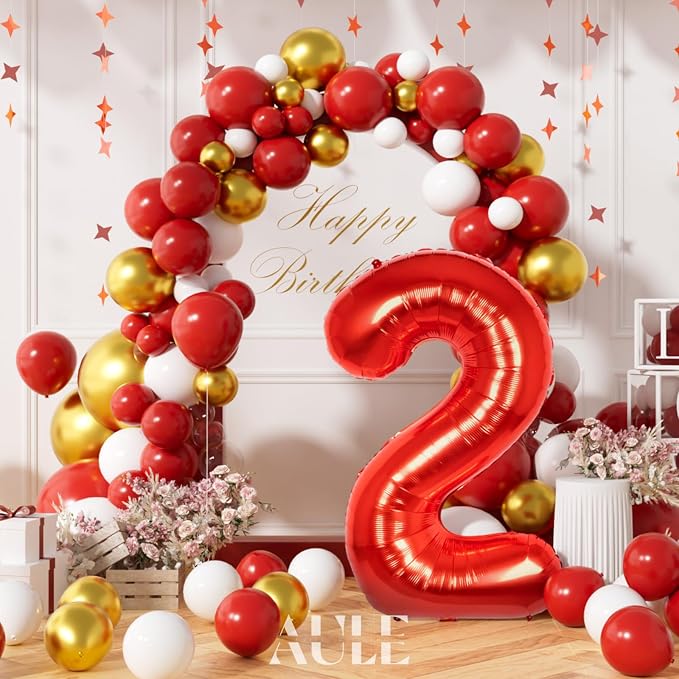 AULE 40 Inch Red 2 Balloon Number Foil 0-9 Birthday Big Numbers | Birthday - Image 3