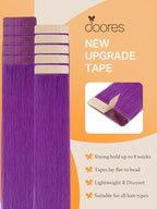DOORES Hair Extensions Real Human Hair, Purple 22 Inch 30g 10pcs, Tape in Hair Extensions Real Human Hair Seamless Straight Remy Hair Extensions Tape ins