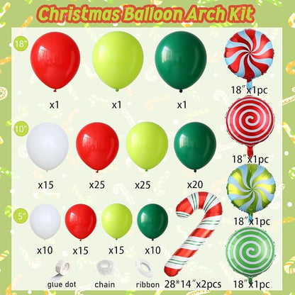 Tesochye Christmas Balloon Garland Kit, Xmas Red and Green Balloon Arch Kit | - Image 2