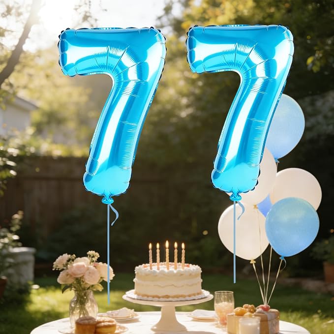 40 Inch Number 77 Balloons for 77th Birthday Party Decorations, 0-100 Jewelry - Image 3