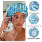 Smilco 4 Pack Shower Caps for Women, Reusable Waterproof Double Layer Bath Cap, Large EVA Elastic Hair Cover for Shower, Fits Long Hair & Braids, for Spa & Home
