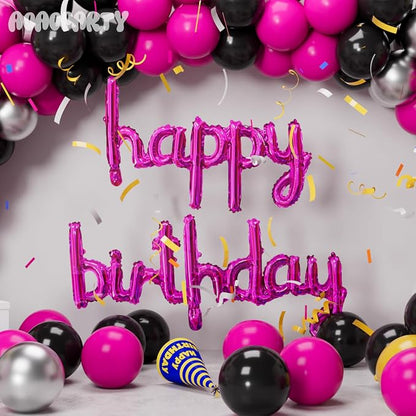 Hot Pink Happy Birthday Balloons Banner 16 Inch Mylar Foil | Happy Birthday - Image 4
