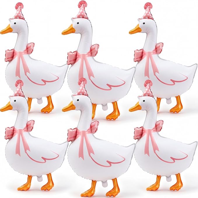 Soulchen 6 Pcs One Silly Goose Balloons Set 33" Giant White Goose Foil Balloons by Soulchen
