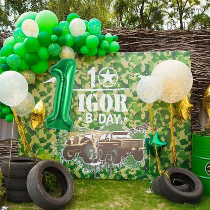 TONIFUL 40 Inch Dark Green Number 1 Balloons Large Foil 1st Birthday Decor | - Image 4