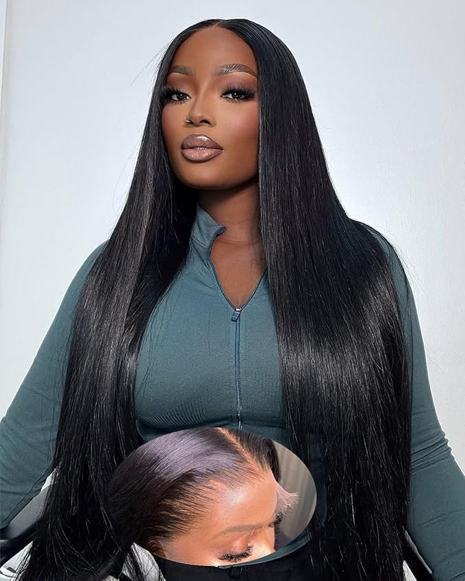 9x6 SKINLIKE Real HD Lace Closure Wig, Straight 180% Density 0.10mm Ultra-thin Swiss Lace Pre-plucked Bleached Small Knots With Baby Hair Glueless Wigs Human Hair 18 Inch