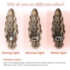 18 Inch Ponytail Extension for Women Claw Ponytail Extension Wavy in Fake Pony Tails Fake Hair Fluffy Natural Synthetic Hairpiece for Daily Use (Chestnut Brown Mixed Ash Blonde)