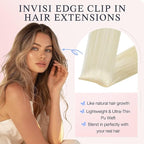 DOORES Invisi Edge Clip in Hair Extensions 16 inch 110g 7pcs, Virgin Real Human Hair PU Clip in Extension Invisible Seamless Natural Thickening Hairstyle, 60A Platinum Blonde