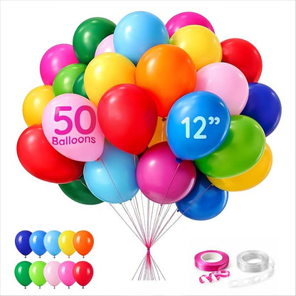 ZENO Multicolor Balloons 50pcs 12 Inch Helium Grade Latex Balloons by Unknown