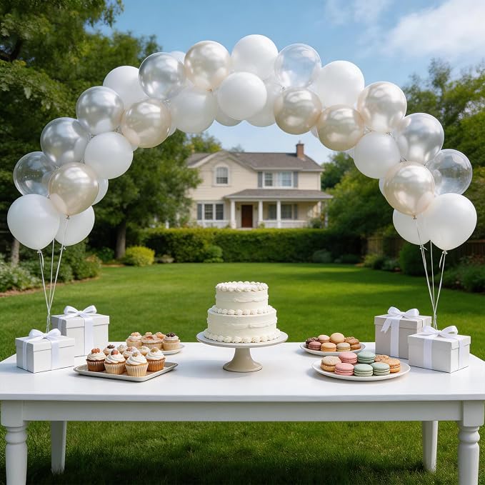 160Pcs 12 Inch White Pearl White Clear Latex Balloons Kit, Bride Balloons Arch - Image 6