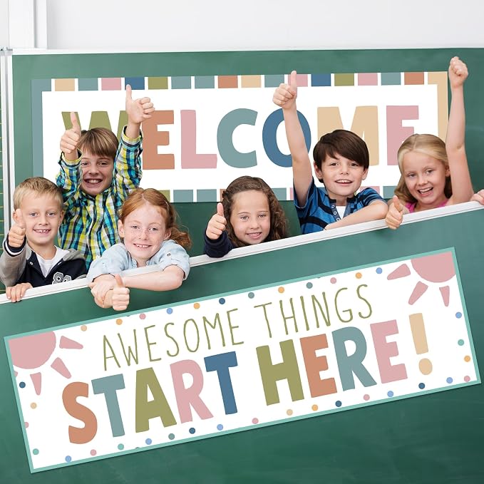 Boho Welcome Classroom Decorations Colorful Rainbow Awesome Things Start Here - Image 5