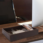 Leather Decorative Vanity Tray, Desktop Storage Organizer, Catchall Tray, Valet Tray, Nightstand or Dresser Organizer Tray for Men Change,Key,Phone,Glasses (Brown)