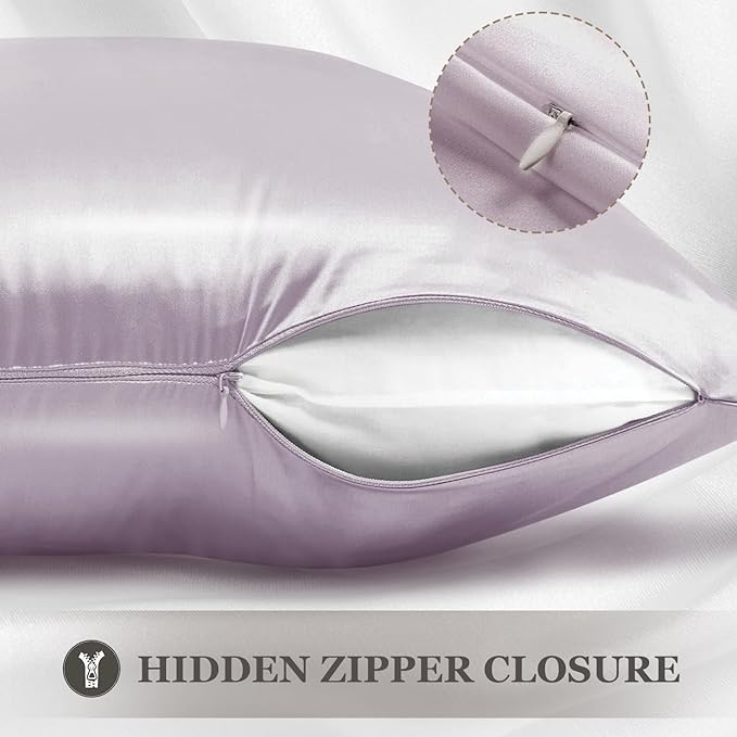 Adubor 100% Silk Pillowcase - Mulberry Silk Pillow Cases, 23 Momme 6A Grade Fibers, Silk Pillow Case for Hair and Skin Health, with Hidden Zipper (Standard 20''×26'', Grayish Purple, 1PC)