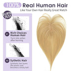 Real Human Hair Topper with Bangs Covers Thinning Crown, Receding Hairline Clip-In Hair Topper for Thinning Hair, 10Inch #27