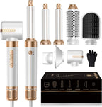 7 in ONE Hair Dryer Brush, Powerful Blow Dryer Brush with Air Curler for Hair, Brush Blow Dryer with Diffuser, Ionic Hot Air Brush Fast Dry, Volumize, Curls, Straight, Hair Styling Tools 100-120V