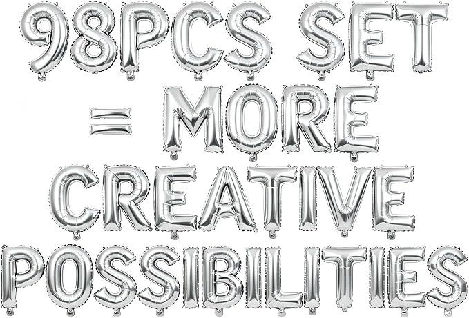 98 Pcs Silver Letter Balloons, Custom 3 Set A-Z Set by GOGAKIE