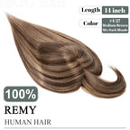 SEGO Hair Toppers for Women Real Human Hair with Thinning Hair, Toppers Hair Pieces Clip in Toppers Straight Hair Pieces with Front Bangs -14 Inch #4/27 Medium Brown Mix Dark Blonde