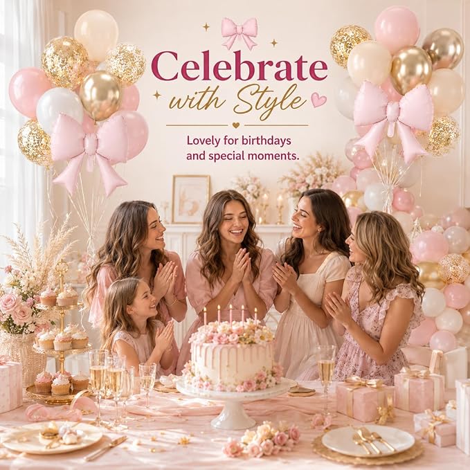 Pink Gold Balloons, 12 Inch Pastel Pink Metallic Gold Balloon - Image 4