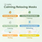 15 Min Rescue Me Kit by Naisture – Korean Spa and Skincare Kit for Women with Cica, Turmeric, and Tea Tree Sheet Masks, Eye Mask, Calendula Cucumber Mask, and Charcoal Mint Mud Mask for Redness Repair