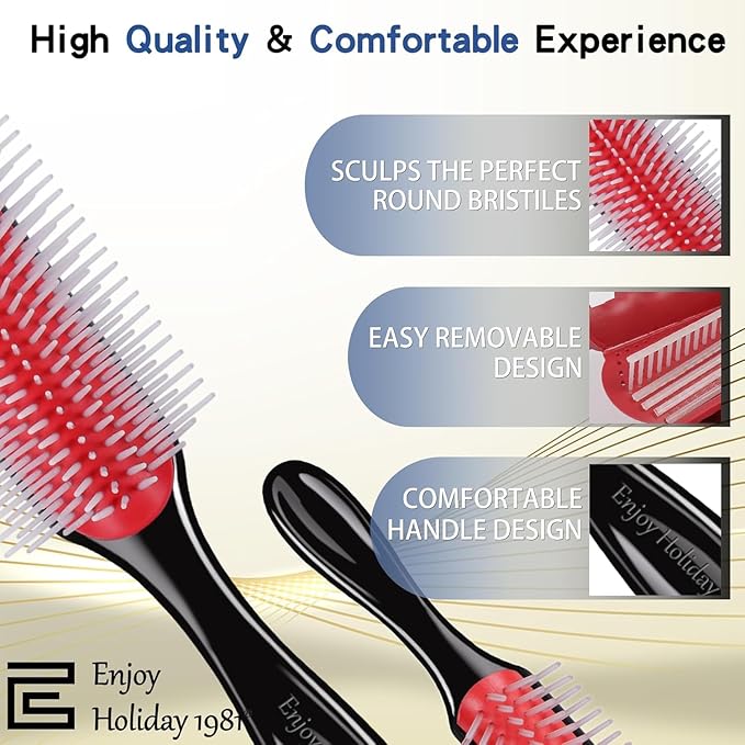 Curly Hair Brush for Women Men Curl Defining Hairbrush Small Mini Detangler Edge Combs Barber Styling Tools Travel Accessories Cruise Ship Essential 2027 Beach Vacation Must Have Gift