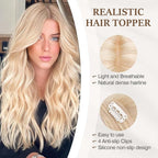 Rich Choices Hair Toppers for Women Real Human Hair 100% Human Remy Toppers NO Bangs with Thinning on Top Clip in Hairpiece 4"x4.7"Lace Base 6 Inch #18P613 Ash Blonde Highlights Bleach Blonde