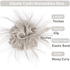 HMD Tousled Updo Messy Bun Hairpiece Hair Extension Ponytail with Elastic Rubber Band Updo Ponytail Hairpiece Synthetic Hair Extensions Scrunchies Ponytail Hairpieces for Women