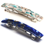 2PCS French Design Hair Barrette Tortoise Shell Celluloid Rectangle Hair Clips for Women