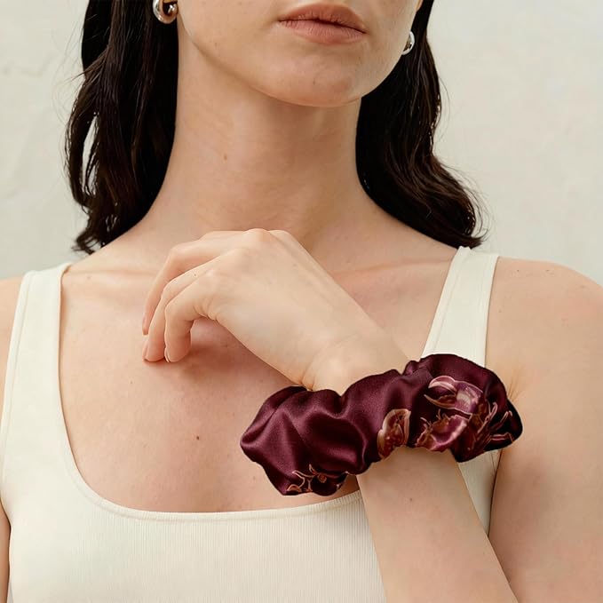 LILYSILK Silk Hair Scrunchies Ties for Frizz & Breakage Prevention 100% Mulberry No Damage Elastic Ponytail Holders, Cancer