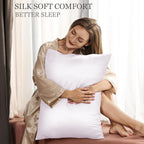 Adubor Mulberry Silk Pillowcase 2 Pack for Hair and Skin with Hidden Zipper, Both Side 23 Momme Silk,900 Thread Count, White, Queen Size,20x30 inch