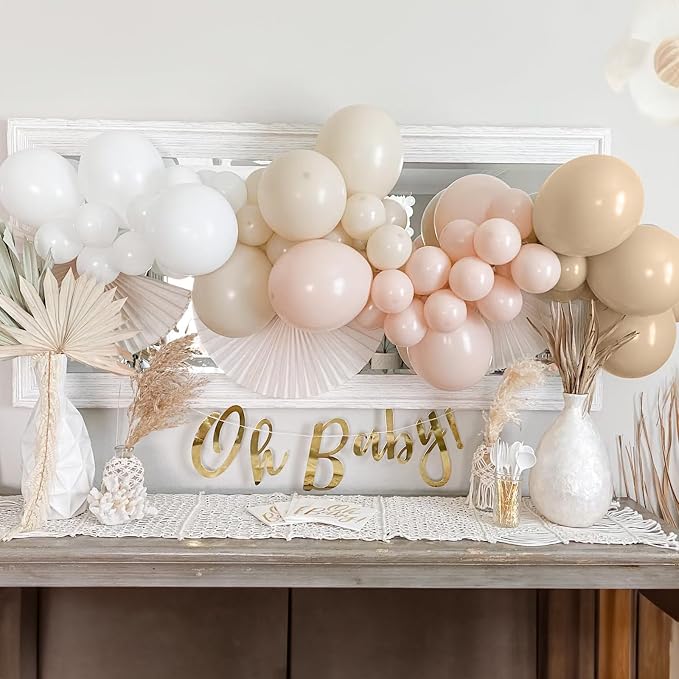 Neutral Balloons Arch Kit, Cream Peach Boho Balloons Garland - Image 4