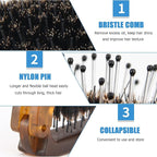Travel Folding Hair Brush, Collapsable Portable Pocket Boar Bristle Hair Brush for Thin Thick Hair, Mini HairBrushfor Men Women Kids Thick Thin Curly Straight Wet Dry Hair Restore Shine Fold x1 Amber