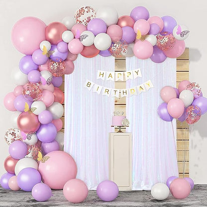 White Sequin Backdrop Curtains 2 Pcs 3.3ftx8ft Sparkle Backdrop Fabric | by B-COOL