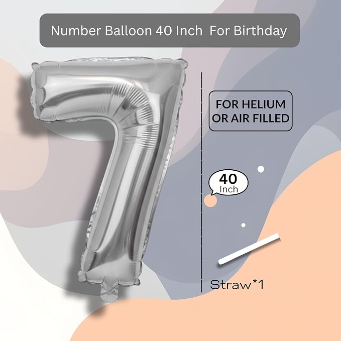 Rainbow Number Balloons 7 Mylar Foil 40 Inch - Image 8
