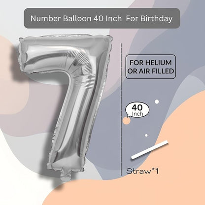 Pink Pearl Number Balloon 7 Mylar Foil Macaron Balloons 40 inch - Image 8